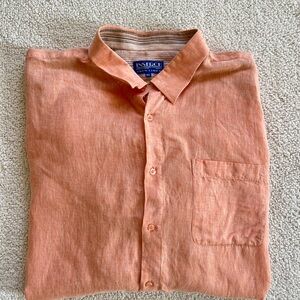 Men's Orange Casual Button Down linen Shirt summer